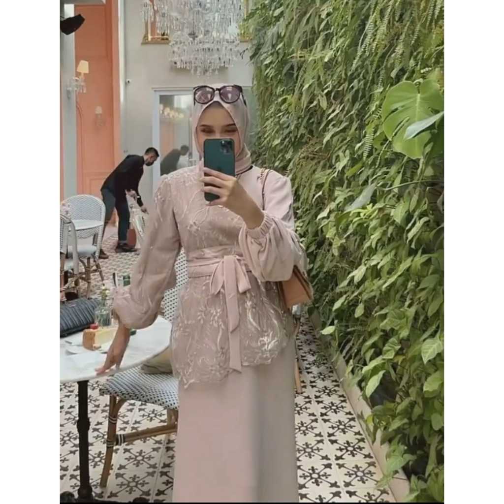 SAUKIA GAMIS MUSLIM BROKAT MIX PAYET MUTIARA MAXI DRESS PESTA MUSLIM KEKINIAN BROKAT RENDA