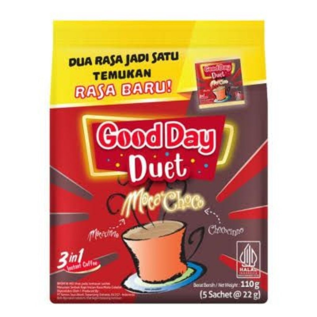 

Good Day Duet Mocha Choco 22 gram Isi 5 sachet