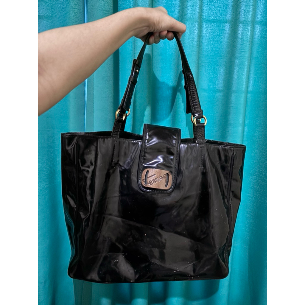 Salvatore Ferragamo Patent Leather Tote Authentic Preloved