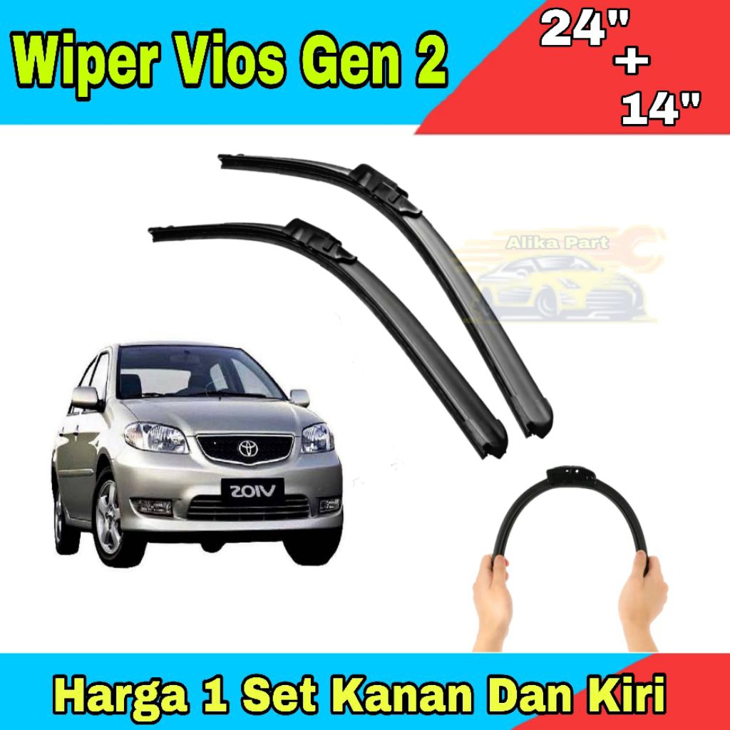 Wiper Mobil Vios Gen 2 Ukuran 24+14 _ Wiper Mobil Vios Gen 2 Harga Sepasang _ Wiper Toyota Vios Gen 