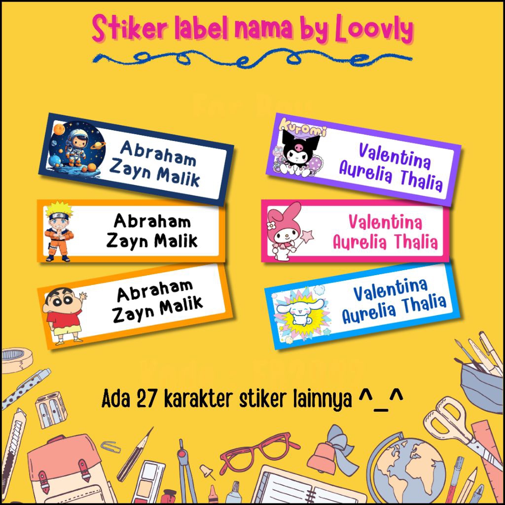 

Stiker Label Nama Premium 6x2 cm - Sticker Label Buku Pensil Peralatan Anak Sekolah Stiker Glossy 6 cm x 2 cm Laminasi