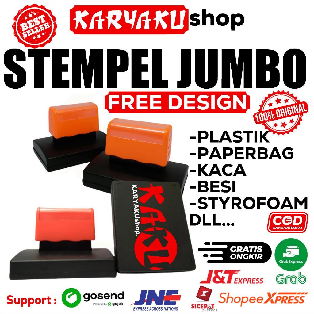 

Stempel JUMBO permanent / PLASTIK / STYROFOAM / KARDUS / DLL. + Free Tinta dan Cleaner