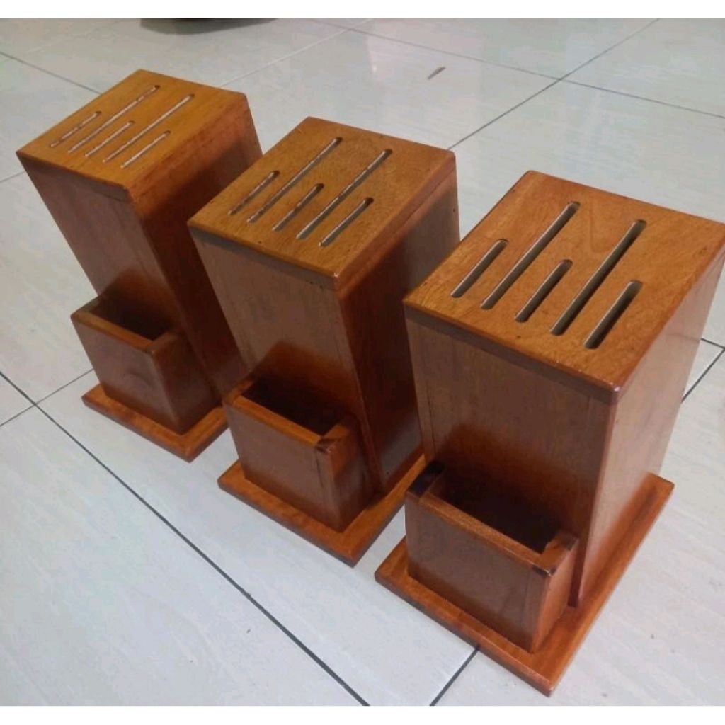 rak pisau dapur/ tempat gunting berbahan kayu