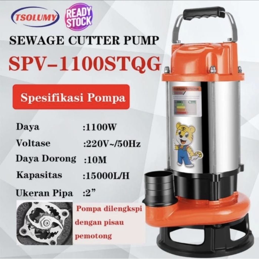 POMPA CELUP SOMY SPV-1100 STQG 2" MANUAL 220V POMPA CELUP AIR KOTOR/BERSIH.