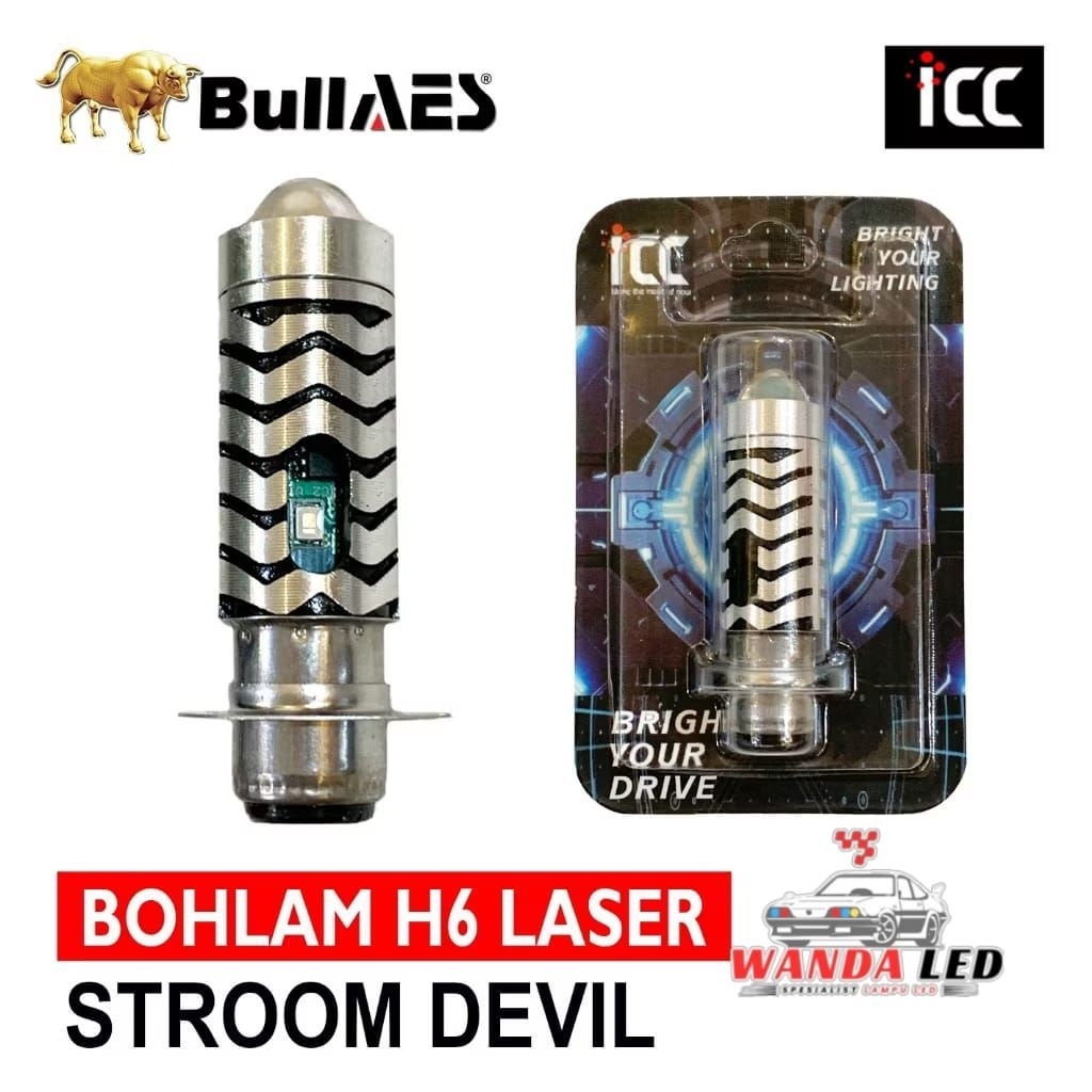 LAMPU MOTOR LED H6 LASER DEVIL EYE BIRU STROOM LASER BULLAES MOTORCYCLE