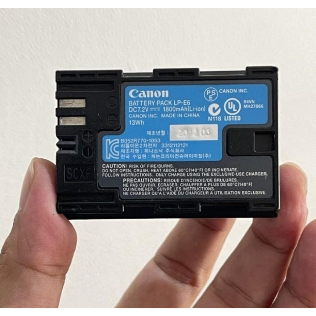 BATERAI ORIGINAL ASLI LP-E6 FOR CANON EOS R 6D 60D 70D 80D 7D 5D II/III BATERAI ORIGINAL LP-E6 FOR C