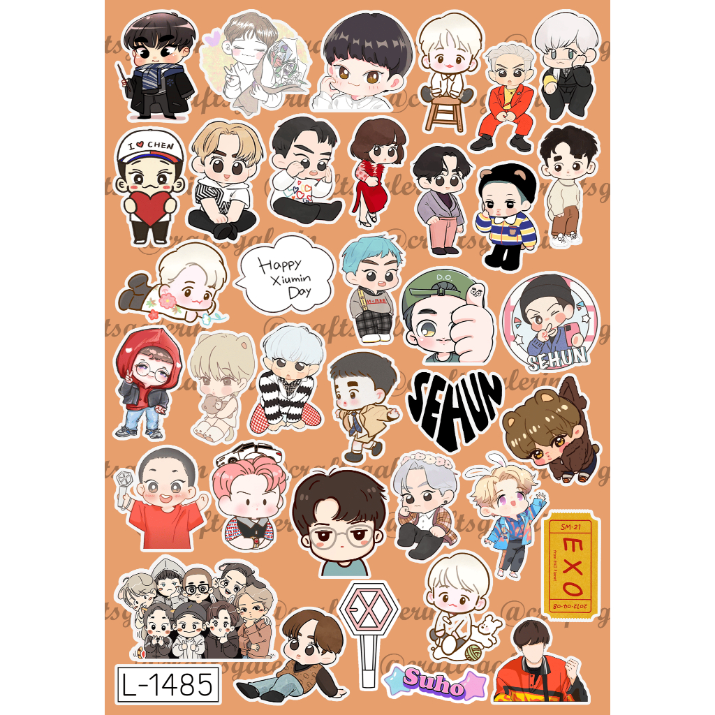 

(35 PCS) STICKER CUTTING EXO WATERPROOF - VOL. 2 | STIKER EXO EXOL CHIBI