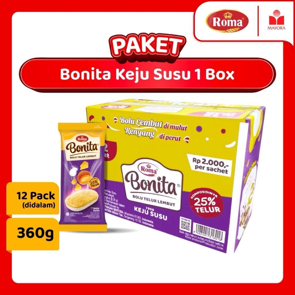 

(1box) Roma Bonita bolu telur lembut isi 12pack