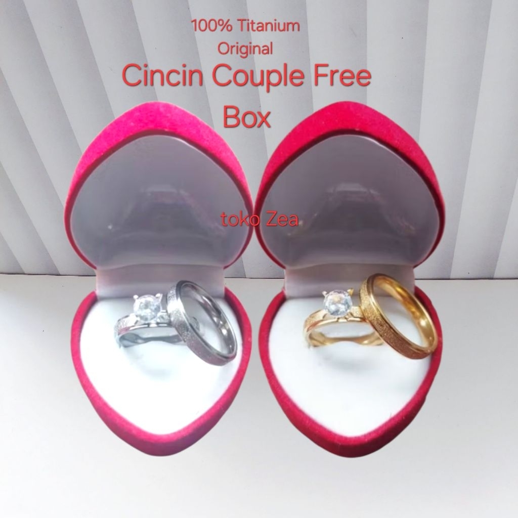 Cincin Couple Titanium Original Gold Dan Perak / Aksesoris Perhiasan Cincin Pasangan Pria Dan Wanita