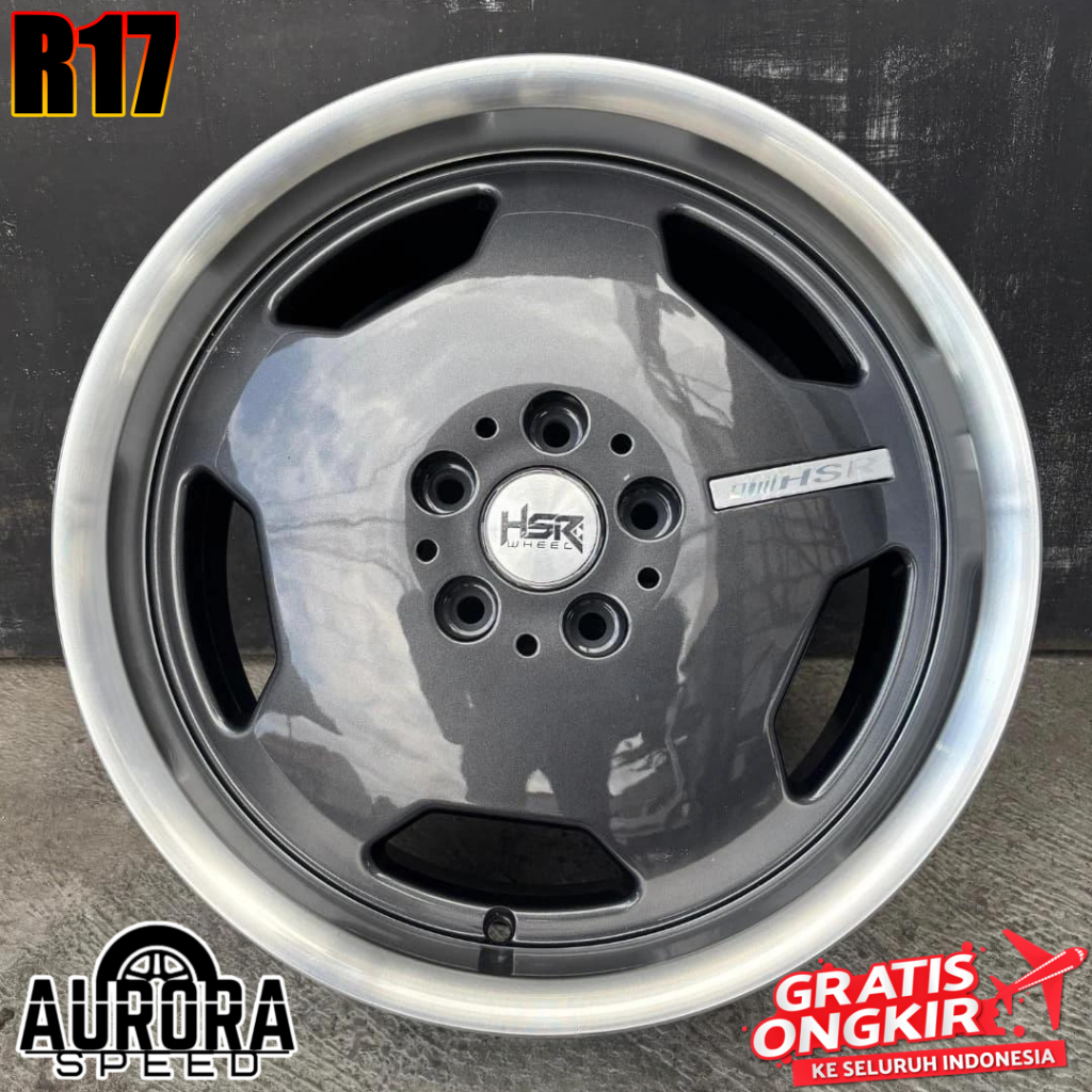 Velg ring 17 lebar 8 HSR ROSTOCK EURO R17 Grey Polish mobil HRV,Rush,Terios,Innova,Civic,Juke,BRV