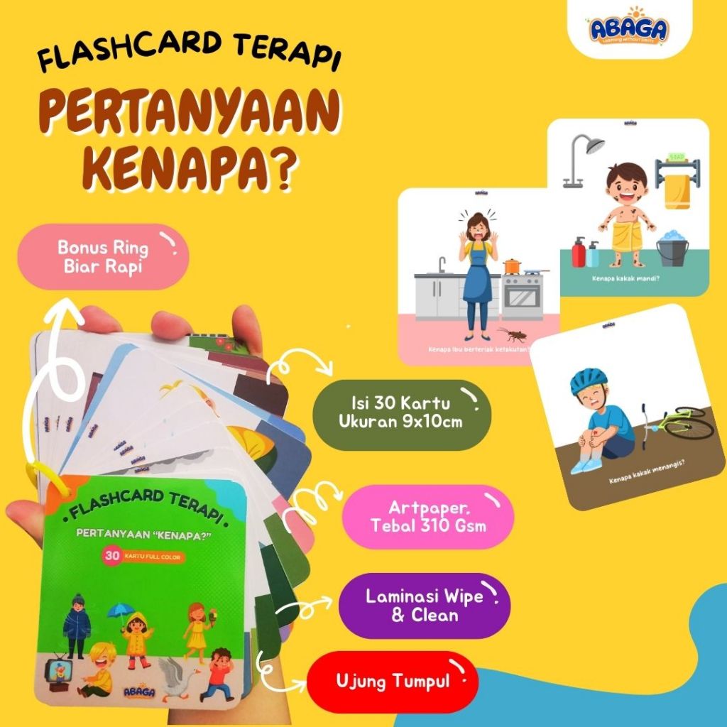 Pertanyaan Kenapa - Flashcard Terapi Kartu Wicara Speech Delay Autis ABK