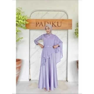 Rizkiya Dress 10 in 1 LOOK Gamis Muslim Satin Brokat Kombinasi Selendang Ceruti Viral Baju Pesta Bri