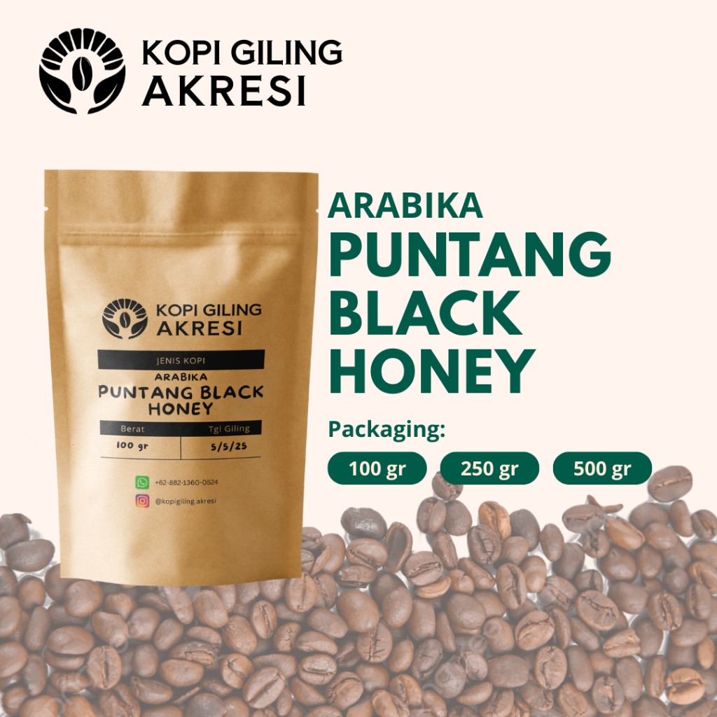 

Arabika Puntang Black Honey - Biji Kopi Bubuk Giling Murni 100gr/250gr/500gr | Kopi Giling Akresi