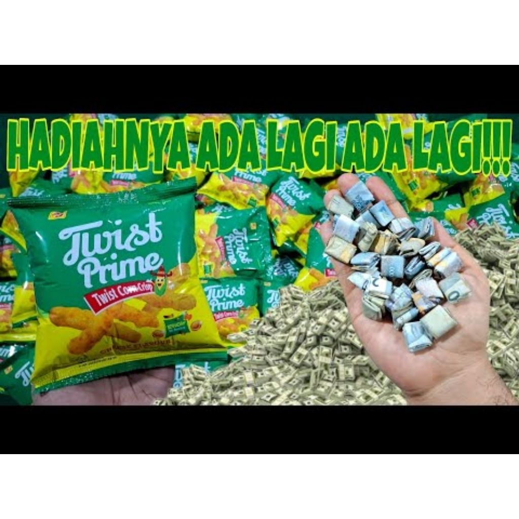 

CIKI TWIST PRIME BERHADIAH UANG TUNAI - CIKI BERHADIAH UANG 1PACK ISI 10PCS -SNACK BERHADIAH - CIKI TWIST PRIME