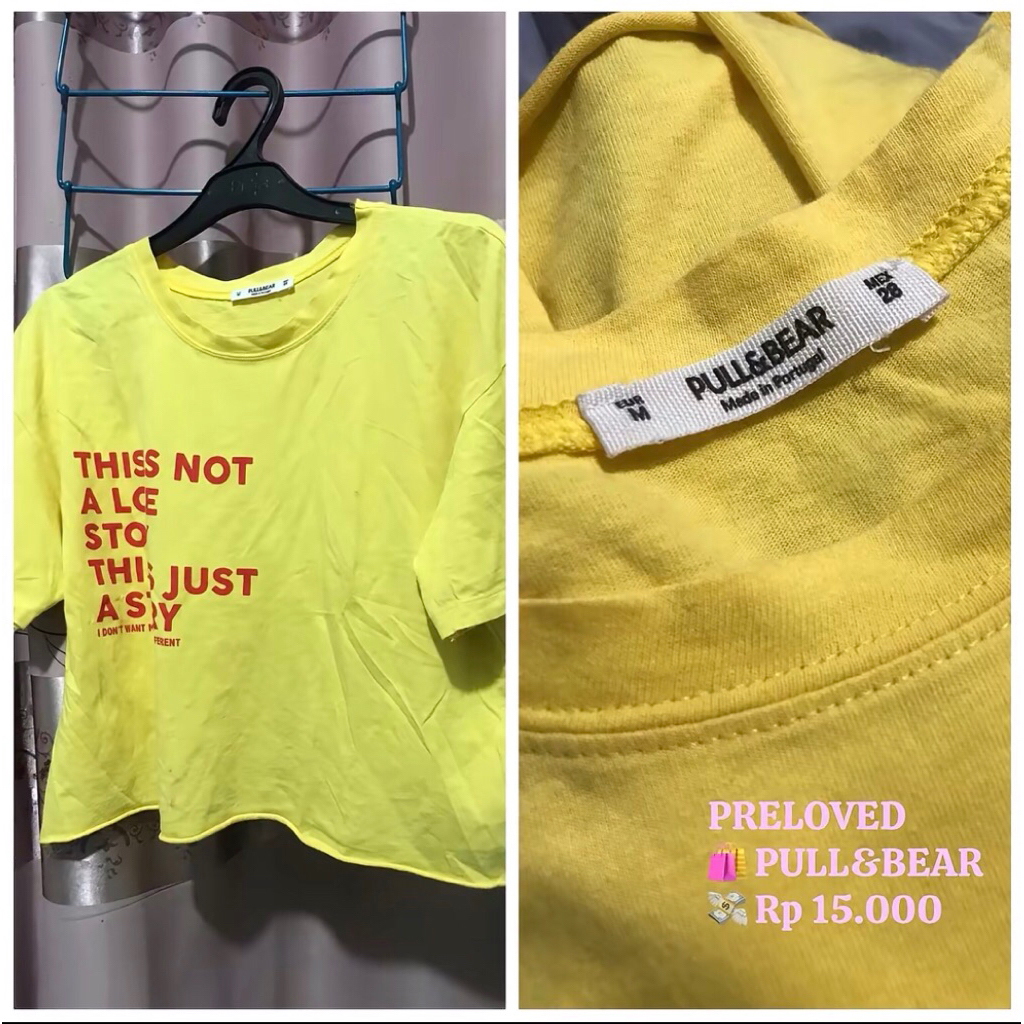 Kaos Kuning Crop Tee Pull&Bear – Preloved Kasual Chic