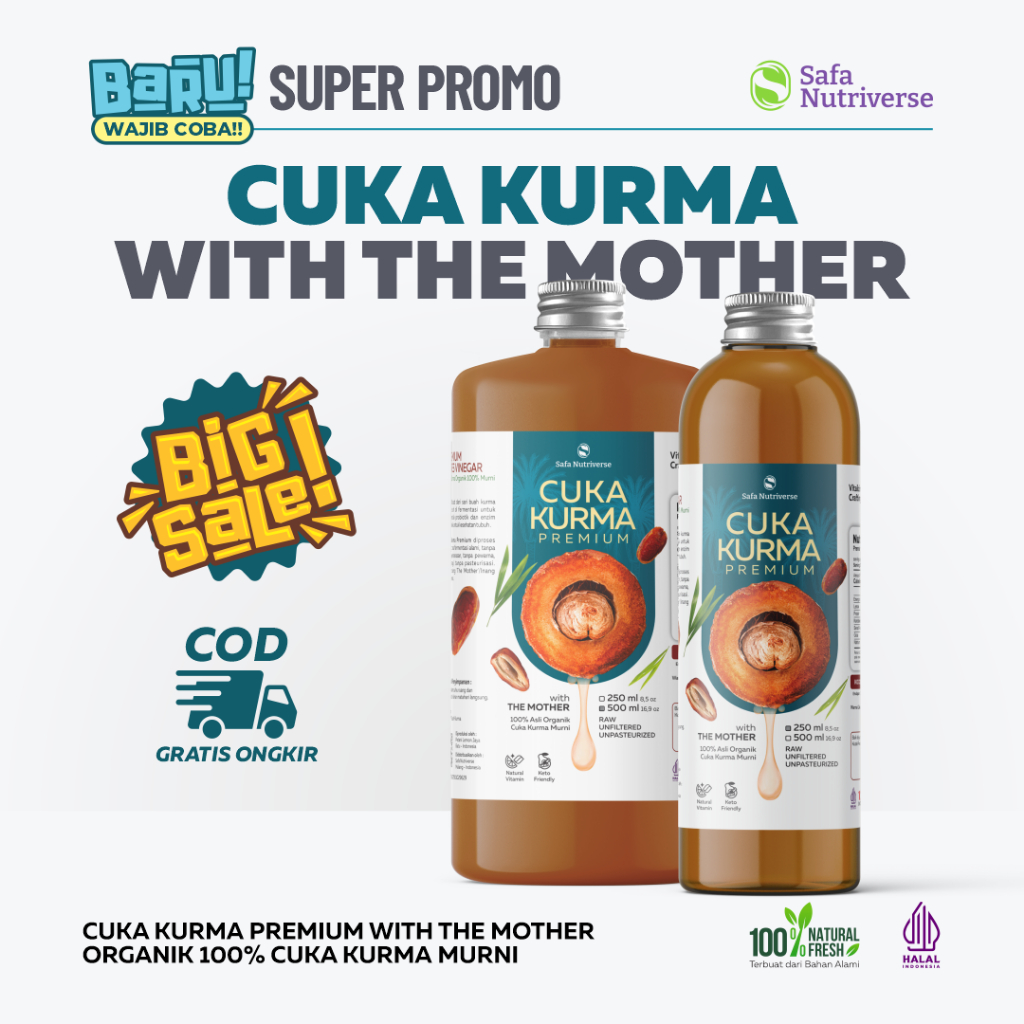 

Safa Nutriverse Cuka Kurma Premium with The Mother Organik 100% Murni