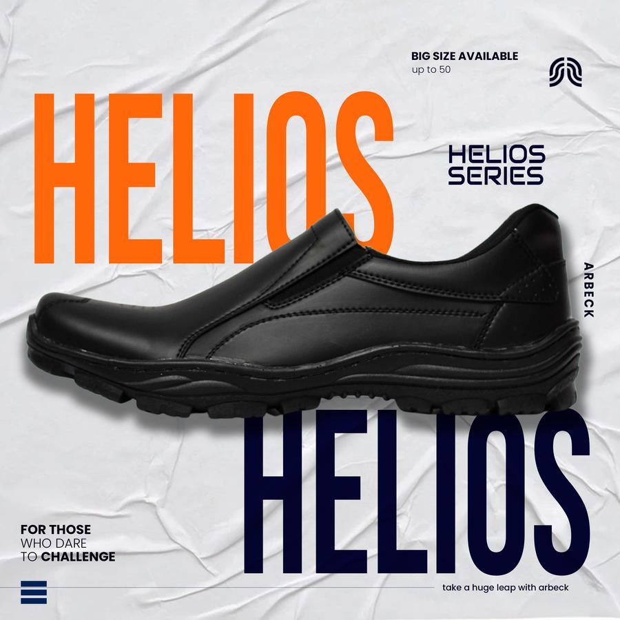 Parsel Ramadan Sepatu Slip On Pria Arbeck Helios Sepatu Big Size - Hitam, 45