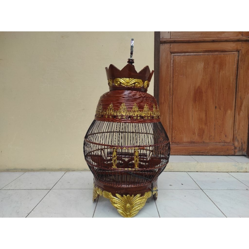 Sangkar Perkutut Gentong ukir kayu jati