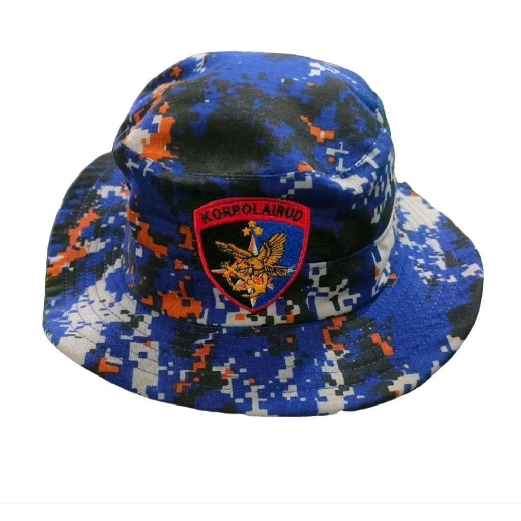 Topi rimba loreng/biru airud bolak balik