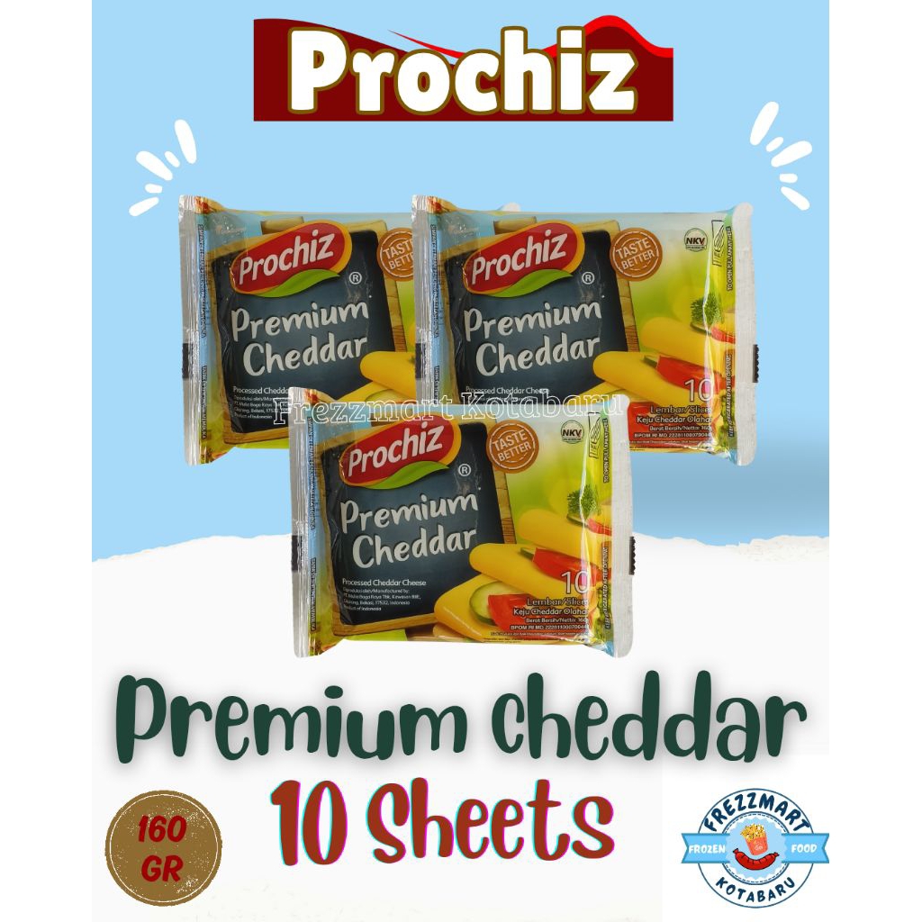 

Prochiz Premium Cheddar 10 Sheets 160 GR Keju Olahan Premium Frezzmart Kotabaru