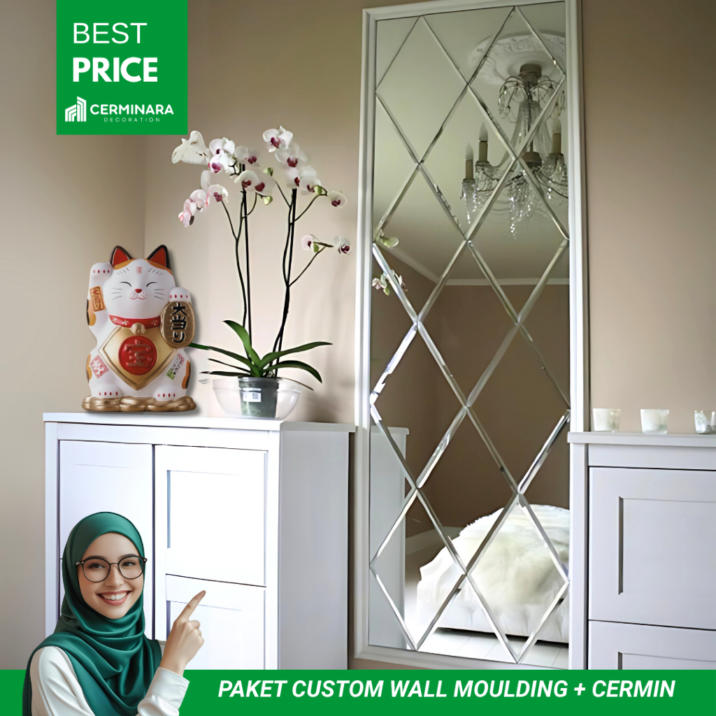 Cermin + Frame Custom Ukuran 170 x 170 CM