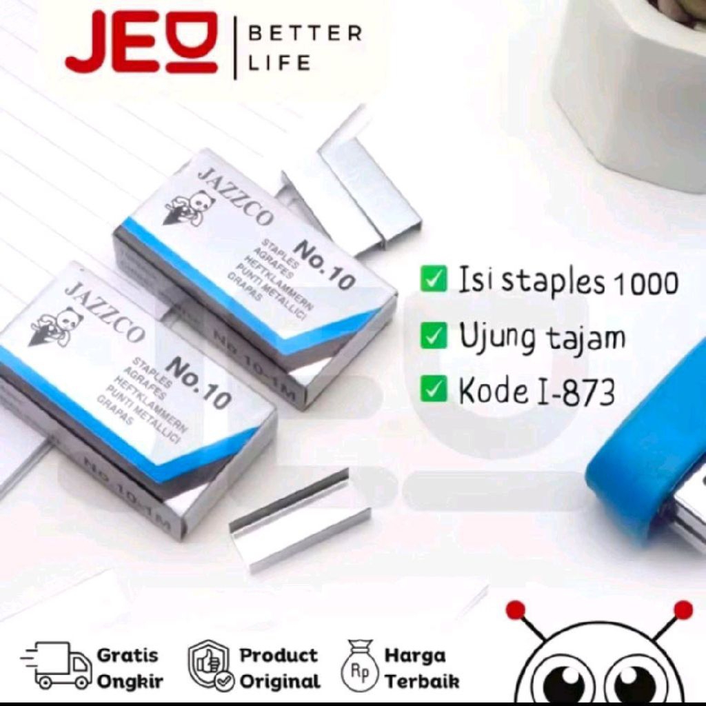 

1 BOX (20 Pak kecil) 20.000pcs STEPLES ISI STAPLER REFFILL STAPLER JAZZKO NO. 10 Biru