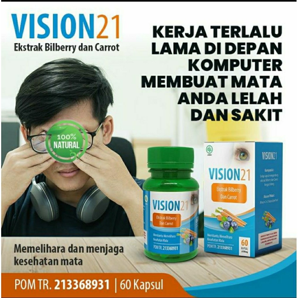 vision 21 60Kapsul bilberry ekstrak wortel herbal sehat mata