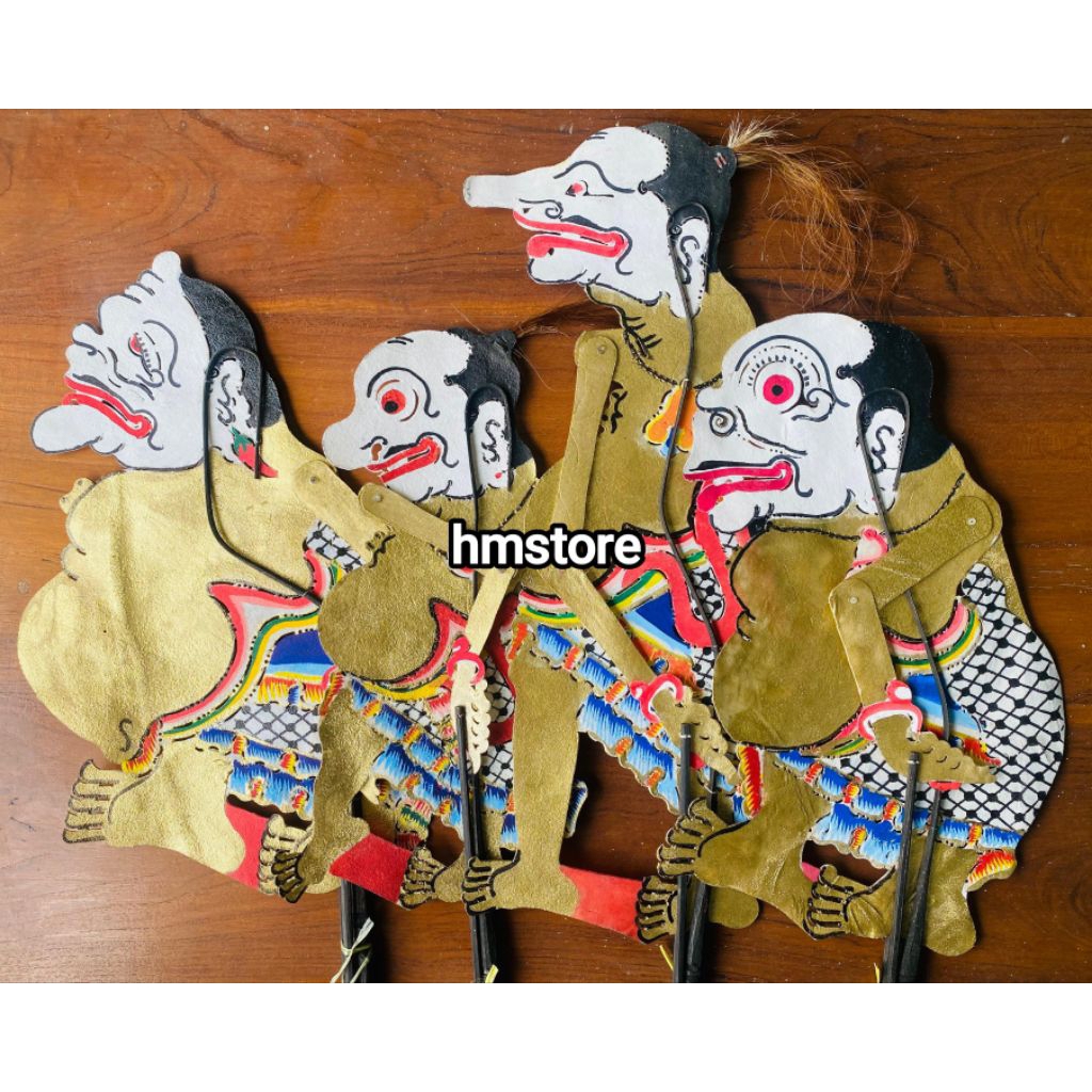 1 Set Wayang Kulit Punokawan Emas Standar Dalang