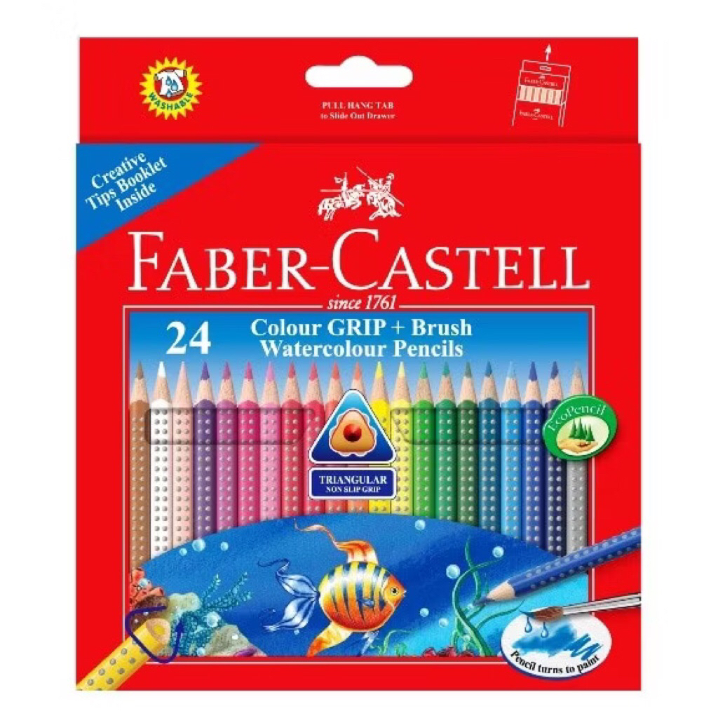 

Faber-Castell Pensil Warna Cat Air Colour Grip Watercolour Pencils set 24 Panjang