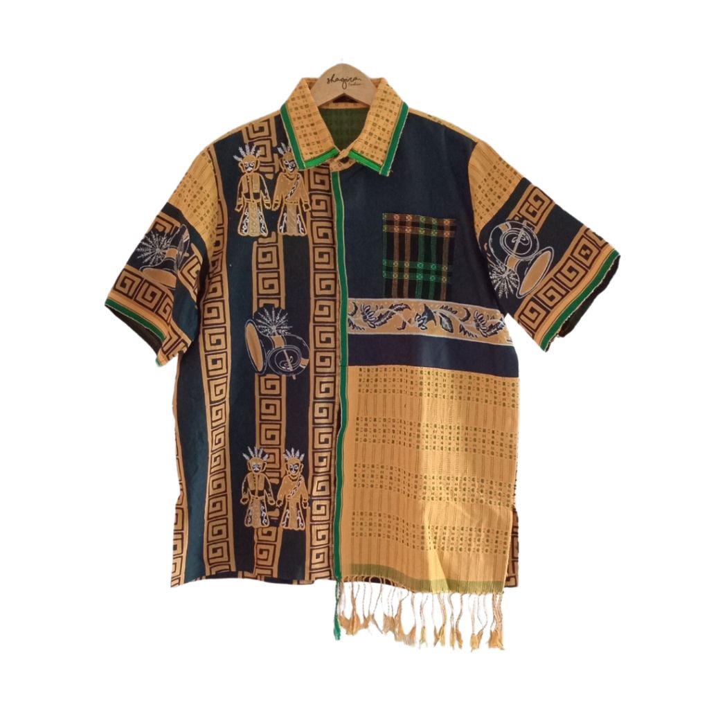 Kemeja Batik Pria Lengan Pendek - Tenun Baduy x Batik Betawi