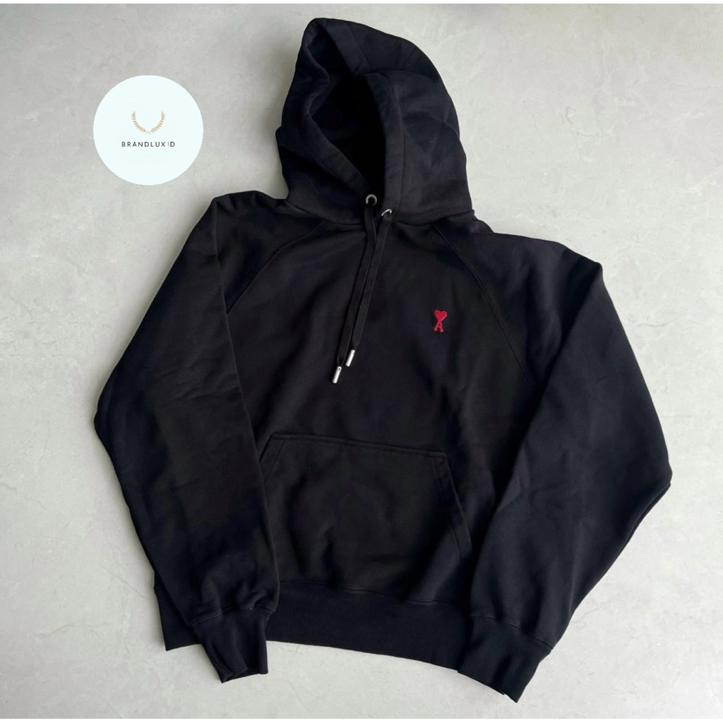 Ami paris logo sweatshirt hoodie in black