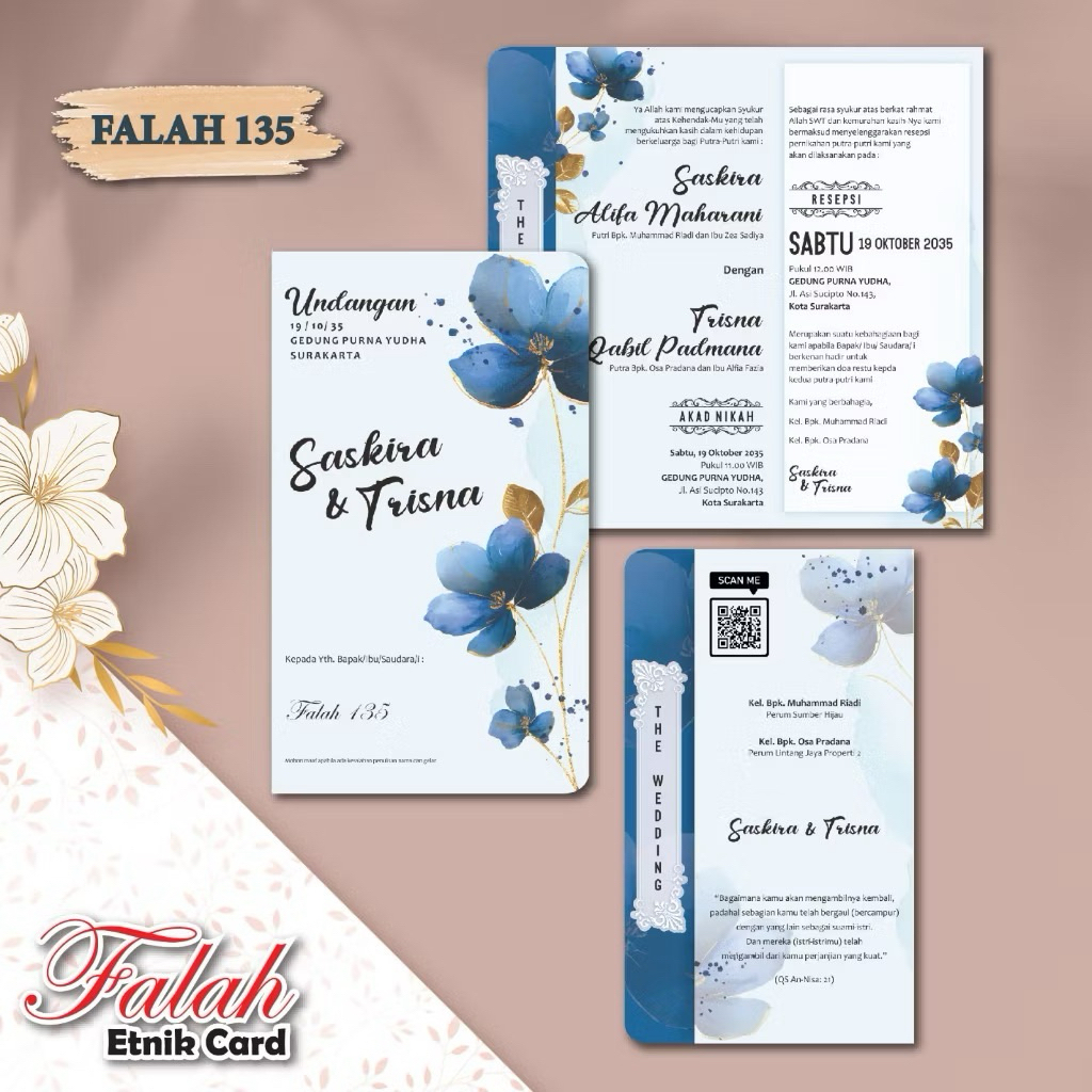 UNDANGAN PERNIKAHAN FALAH 123 + CETAK MURAH