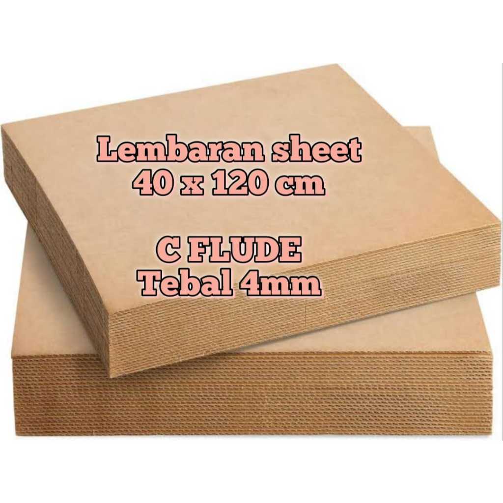 

KARDUS SHEET LEMBARAN 40 X 120 CM POLOS TEBAL 4MM C-FLUDE 120X40 CM / 40X120 CM