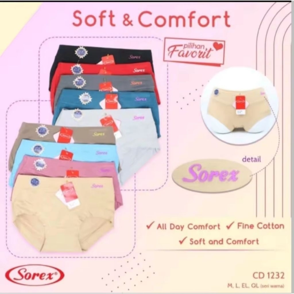 Celana Dalam Wanita Dewasa SOREX 1232 Per 6pcs 6warna