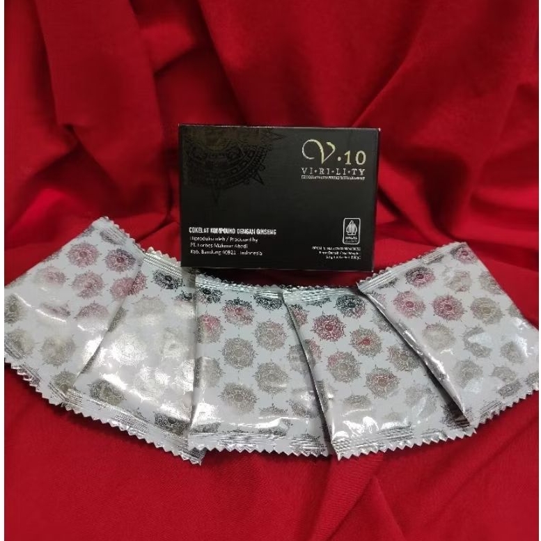 

V 10 Coklat Ginseng Premium Cemilan Cokelat Bar Compound - 1 Box Isi 5 Sachet