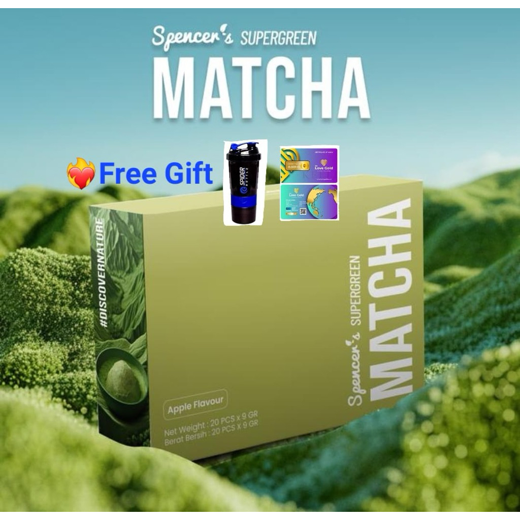 

Spencer’s Matcha 1 Box isi 20 sachet Teh Hijau Detox Metabolism Support Antioksidan Thermogenesis