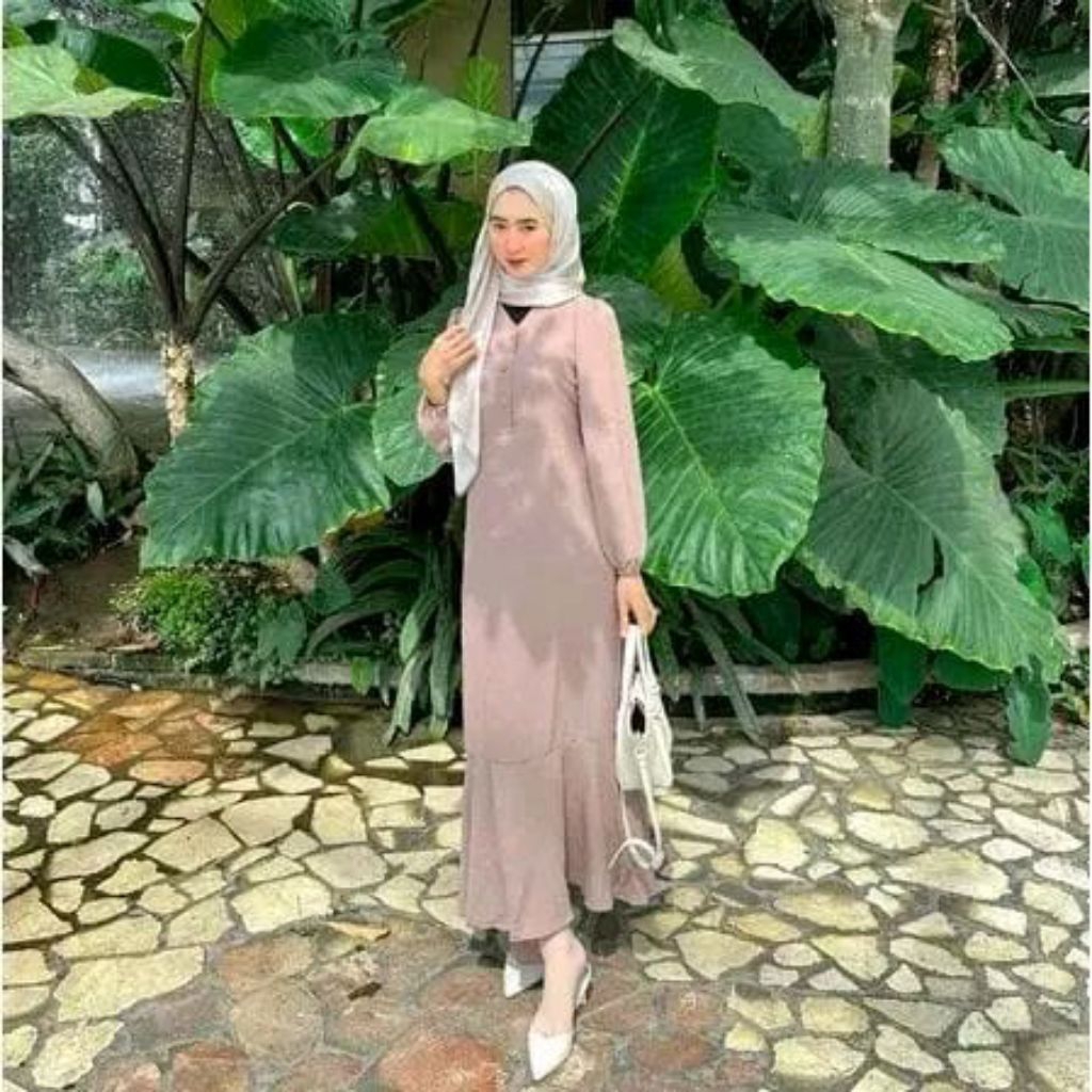 Gamis Crinkle Wanita Ayesa Dress - Korean Style - Dewasa, Lebaran, Airflow, Muslim, Pesta, Remaja, S