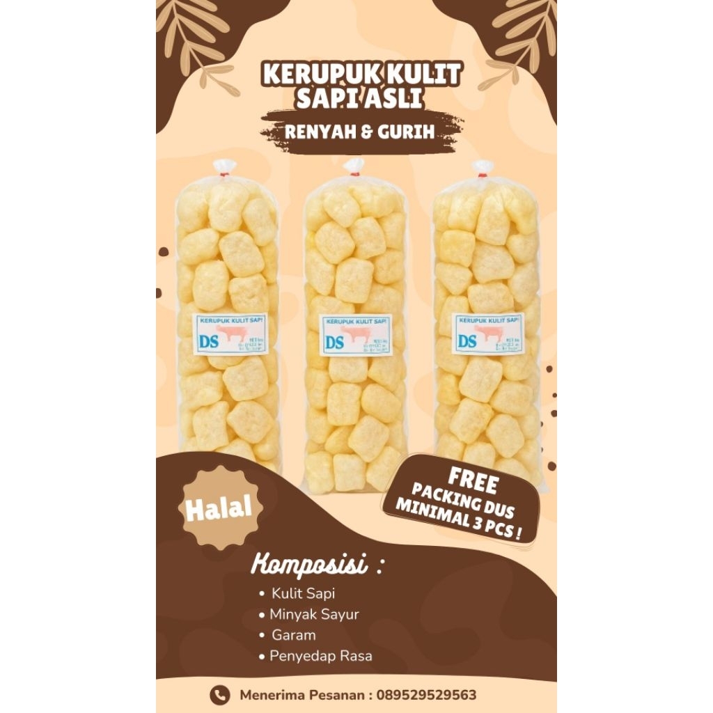 

Kerupuk Kulit Sapi Asli - Dorokdok Renyah & Gurih, HALAL Tanpa Pengawet