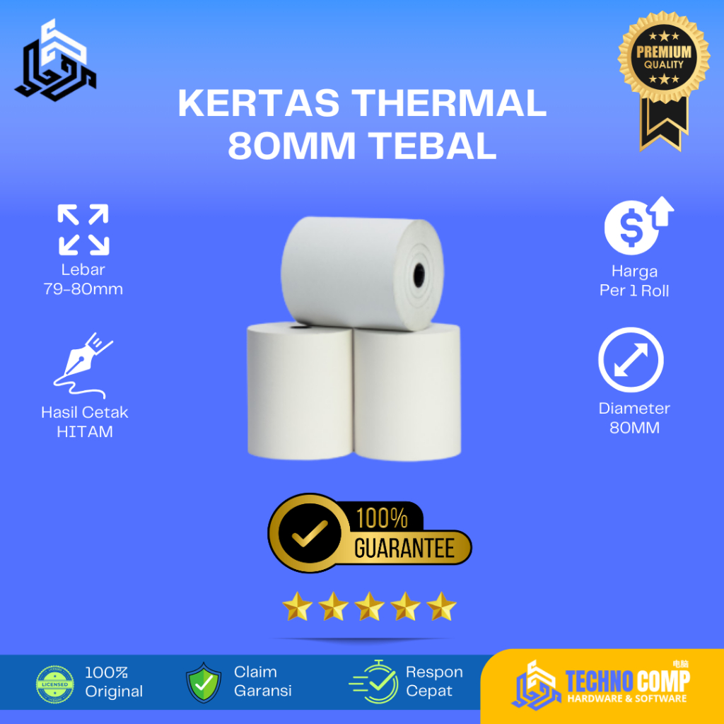 

Kertas Thermal 80mm Original Tebal – Kertas Kasir POS Printer Berkualitas