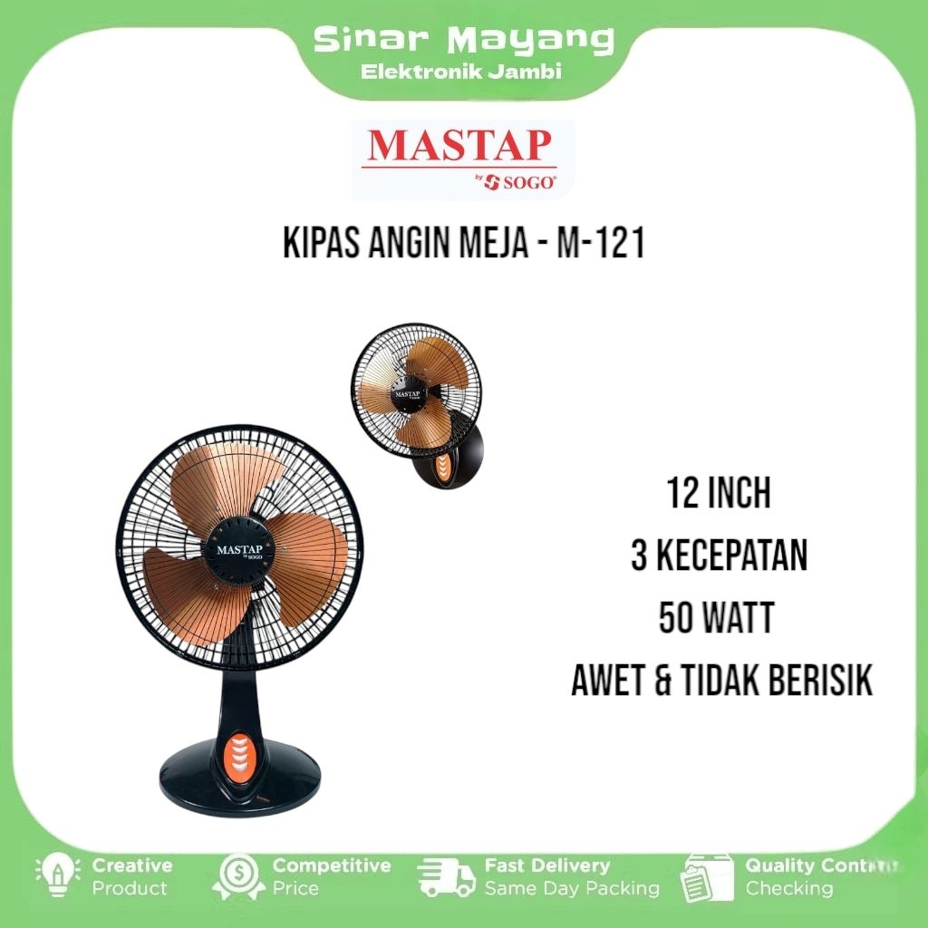 Kipas Angin Duduk MASTAP M-121/ Kipas Angin 12 Inch MASTAP/ Kipas Baling Besi MASTAP