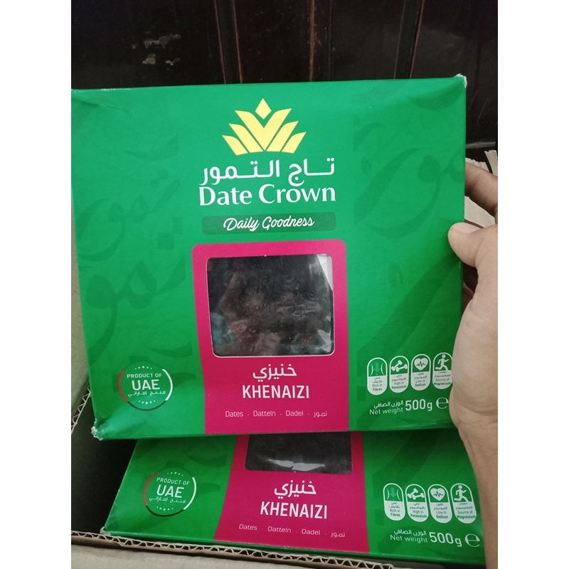 KURMA KHENAIZI DATE CROWN 500 GR ENAK DAN LEGIT (kemasan baru dus hijau)