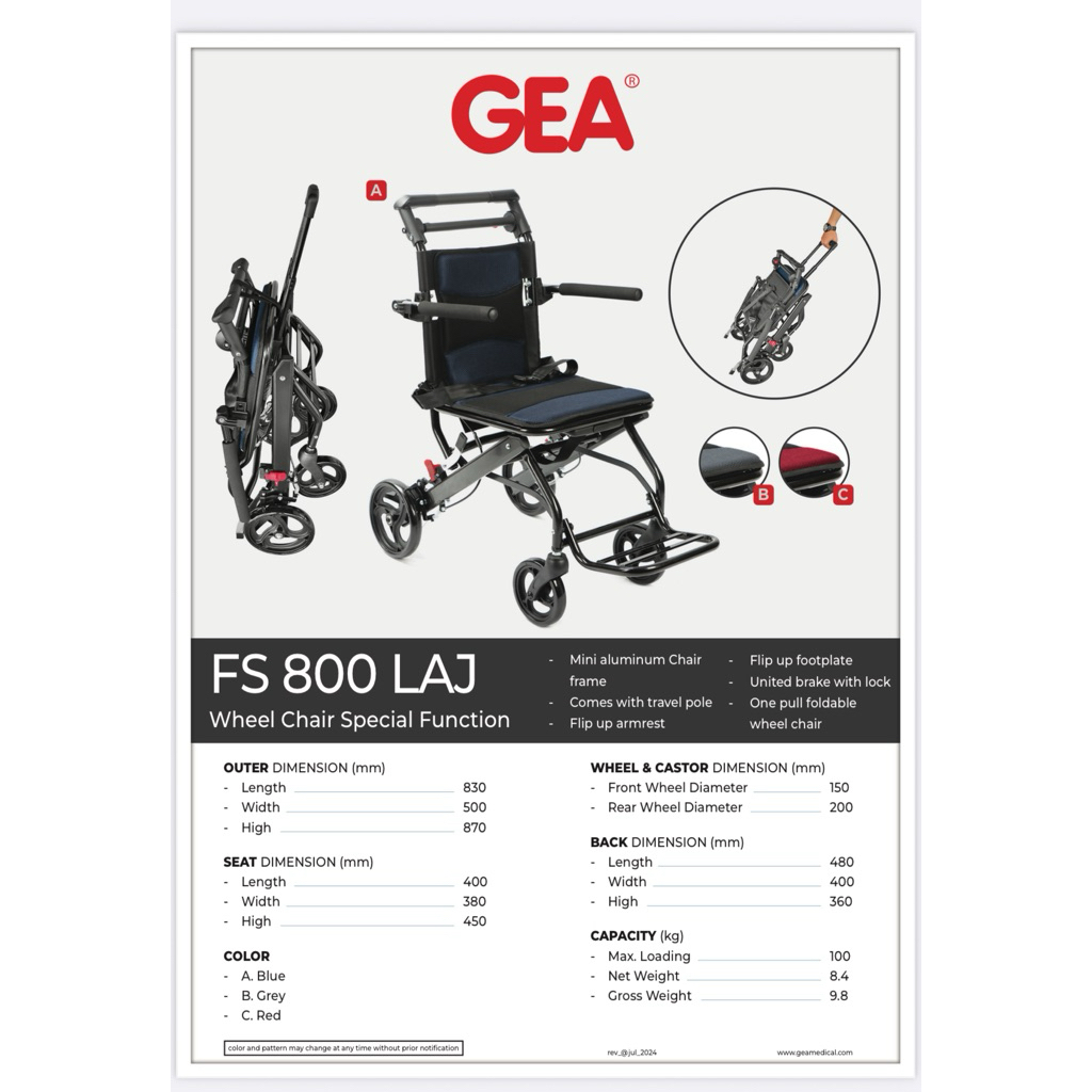 Kursi Roda Traveling Bentuk Koper GEA