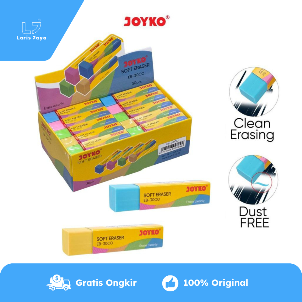 

1 BOX / 30 pcs Eraser Penghapus Joyko EB-30CO