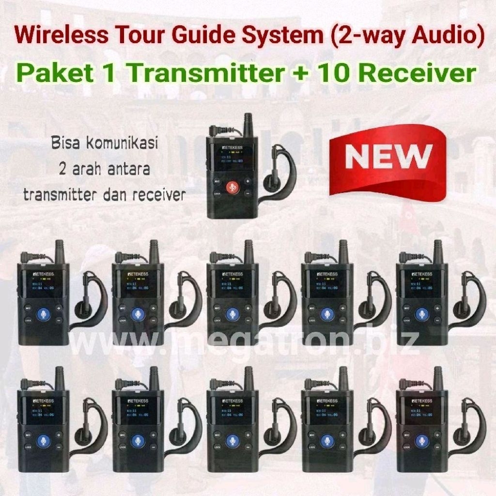 Paket Wireless Tour Guide System 1 Transmitter + 10 Receiver (Bisa Komunikasi 2 arah)