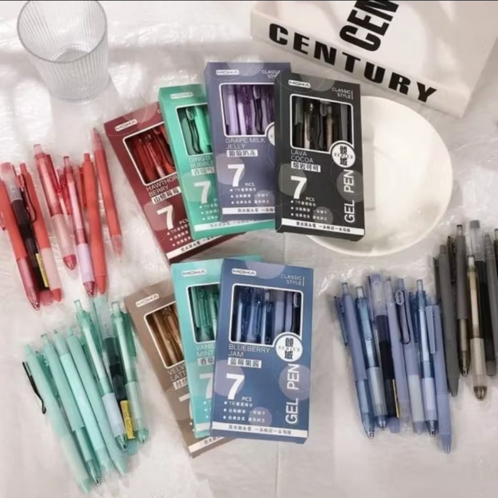 

7 in 1 set Pulpen Aesthetic Minimalis Classic, Pulpen Mekanik 0,5 mm