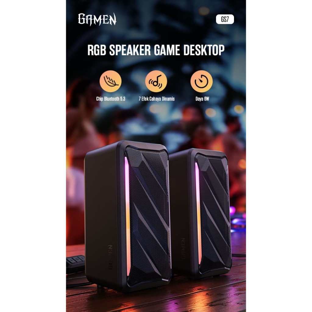 GAMEN Speaker Bluetooth Super Bass PC Gaming Surround Sound GS7 7 RGB Mode Bluetooth 5.3 Speaker PC 