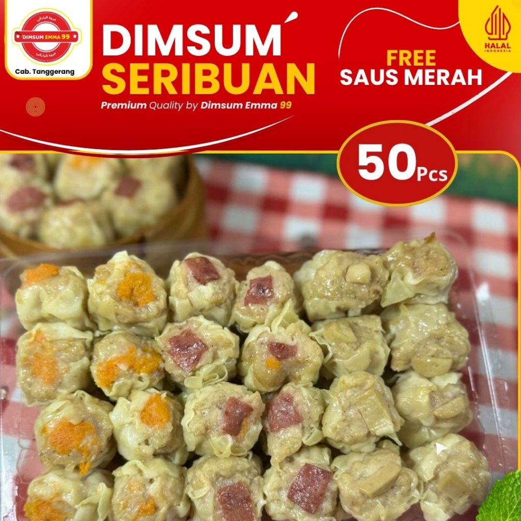 

Dimsum Seribu/Mini Hemat isi 50 Pcs Free Saus Merah & Halal