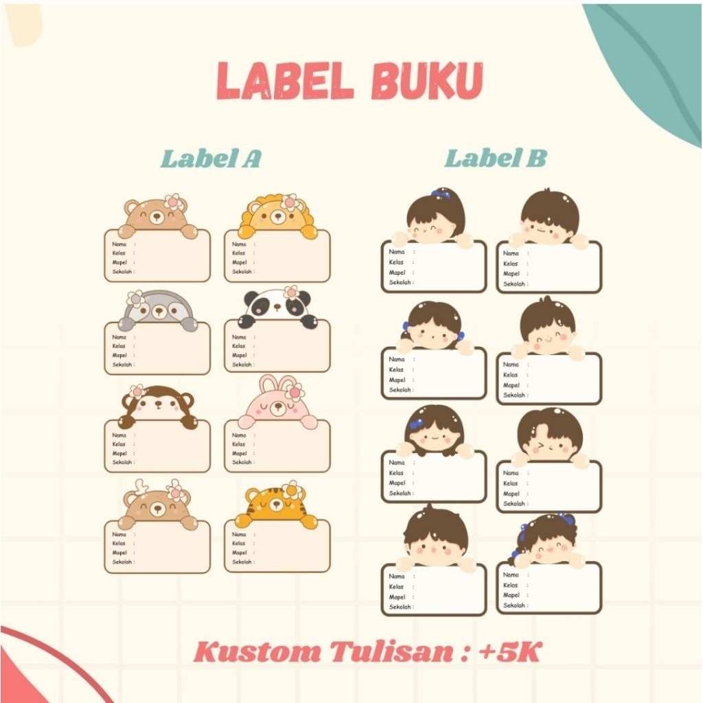 

LABEL BUKU KARAKTER