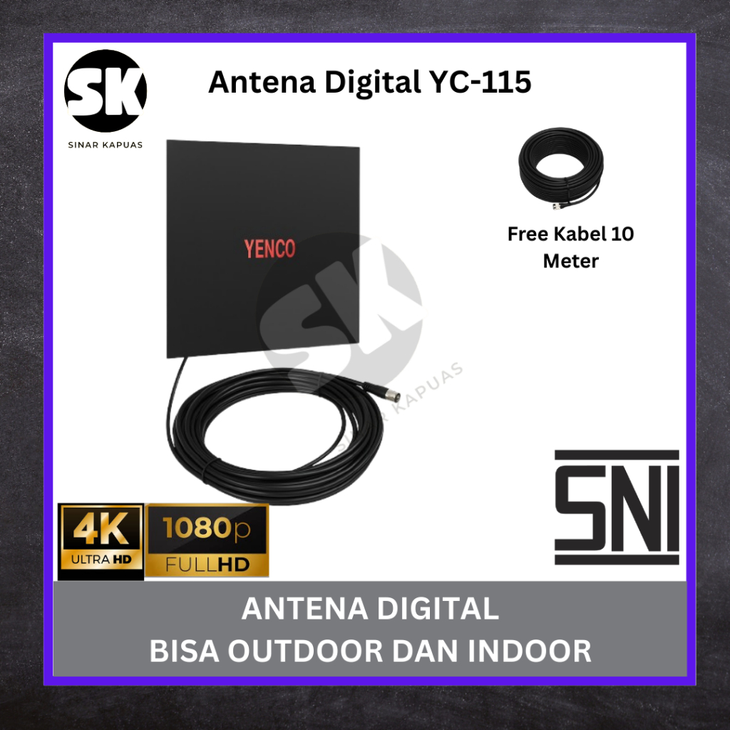 Antena TV Digital Outdoor Indoor Super Jernih Free Kabel 10 Meter Tanpa booster
