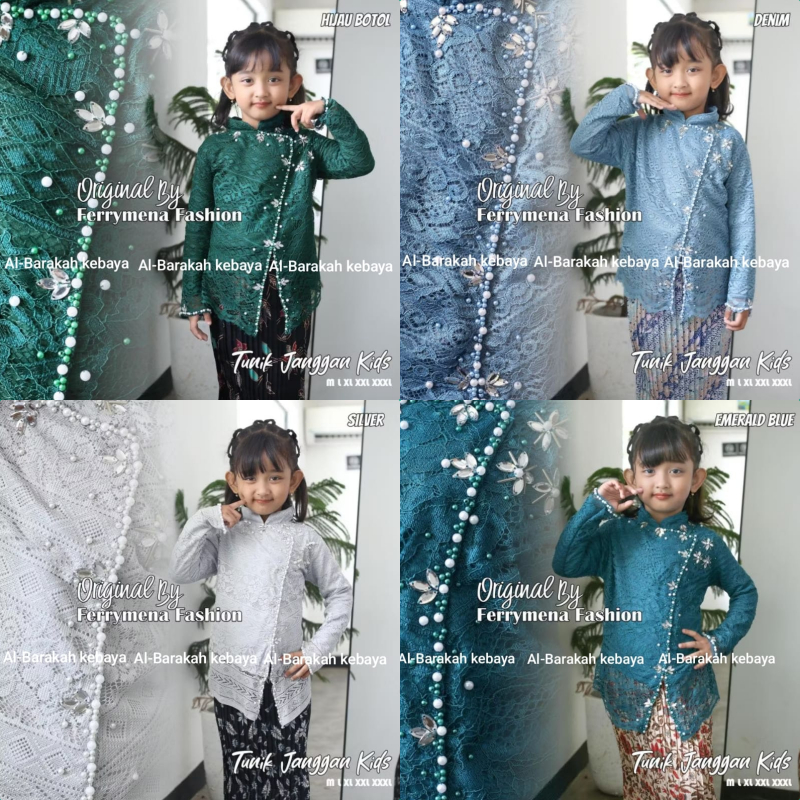 TERLARIS SETELAN KEBAYA ANAK JANGGAN KEBAYA PESTA MODERN   KEBAYA ANAK BROKAT MIX PAYET HIJAU BOTOL